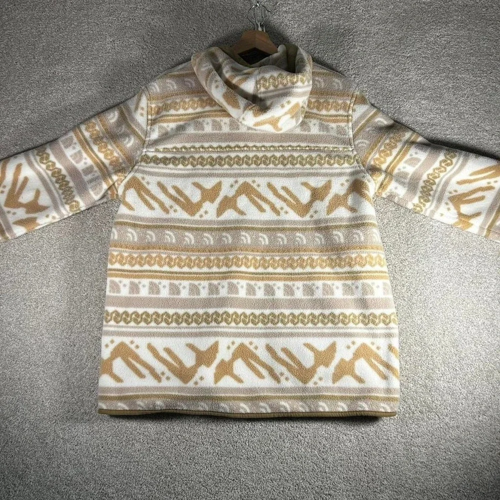 Men's The North Face cream earth tone Aztec snap button fleece hoodie Size L